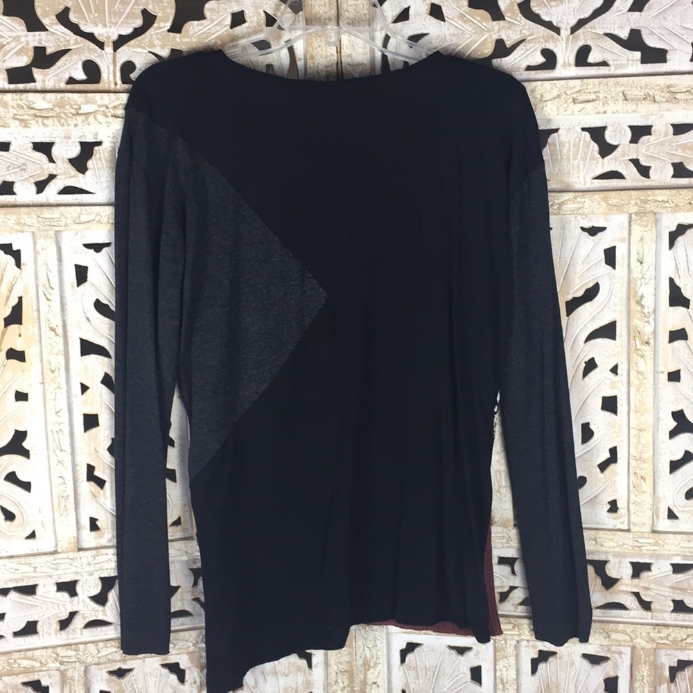 Zara Fringed Colorblock Patchwork Pullover Top - image 2